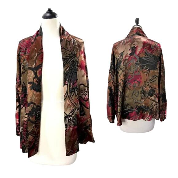 Chicos Size 1 US M Vintage Cardigan Silk Blend Burnout Whimsigoth Fairy Grunge - Picture 15 of 15